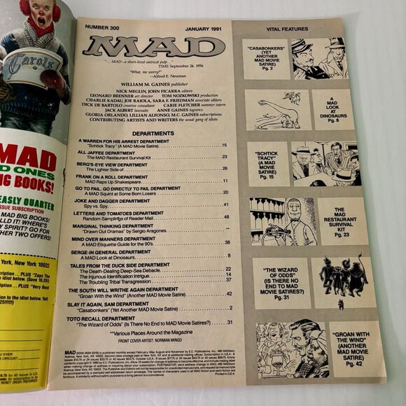 Mad Magazine 300th Issue January 1991 No 300 Wizard of Oz, Dick Tracy Humor - Picture 2 of 3